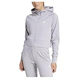 adidas Damen AEROREADY Game and Go Full-Zip Hooded Fleece Jacket Trainings-Tops, Glänzend/Weiß, XL