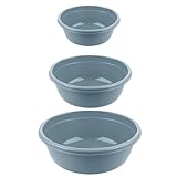3er Set Plastikschüssel Rund BPA-frei – Waschschüssel & Waschwanne aus Kunststoff – 5L, 7,5L & 10,5L Plastikschüsseln – Robuste Spülschüssel & Plastikwanne für Haushalt, Reinigung, Garten (Blau-Grau)