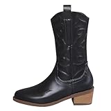 Metallic Cowboystiefel für Damen, Western-Cowgirl-Cowboystiefel, mittelhohe Wadenpartie, modische Schuhe, knöchelhohe Stiefelette, metallische Knöchel, Cowboy-Schuhe, mittelhohe Wade, Cowgirl-Schuhe