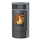 H&M Kaminofen München Max Style gussgrau/Naturstein 150mm Rauchrohranschluss 8kw Holzofen Kohle Schwedenofen Steinverkleidung