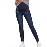 Schwangerschaftsleggings,Umstandsleggings mit Bauchband, Skinny Fit Umstandsjeans Über Dem Bauch, Jeanshosen für Schwangere Hip Lift Hohe Taille Schwangerschaftshose Jeans Mutterschaft & Stillen