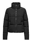 ONLY Damen Kurze Jacke ONLDOLLY Warm Gefütterte Puffer Übergangsjacke mit Reißverschluss ohne Kapuze, Farben:Schwarz, Größe:M