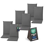 Pillows24 - Hochlehner Auflagen 6er Set - 120x50cm – 8cm Dick - Premium-Material 200gsm, UV- & Wasserabweisend | Sitzauflagen Hochlehner | Sitzkissen Gartenstuhlauflagen für Gartenmöbel | Dunkelgrau