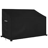 Dokon 2 Sitzer Gartenbank Abdeckung mit Belüftungsöffnungen Wasserdicht Winddicht UV-Beständiges Robustes Oxford-Gewebe Schutzhülle für Gartenbank, Gartensofa (134x66x63/89cm) - Schwarz