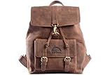 WILD WOODS® Rucksack Herren Damen Unisex Leder Schulrucksack Fahrradrucksack Wanderrucksack Lederrucksack 15,6 Zoll Laptop Büffelleder Braun Vintage