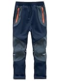 Zzkouine Kinder Softshellhose Schneehose Thermohose Hosen Jungen Mädchen Winterhose Outdoorhose Wanderhose, Dunkelblau/Grau 134-140