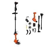 ROGONPDK Schnurlose Mini Bodenfräse, Elektrische Gartenfräse Batteriebetrieben mit Stiel, Leichte Elektrische Handhackmaschine mit 1 Akku, Mini-Motorhacke, Garten Geräte, Akku Bodenhacke