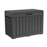 Koll Living Gartenbox, 190 Liter Stauraum, anthrazit - kompakte Aufbewahrungsbox mit viel Platz für Sitzauflagen, Gartengeräte oder Kinderspielzeug - hält den Inhalt trocken & gut belüftet