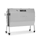 Klarstein 2-in-1 Rotisserie Grill mit Motor, Drehspieß, Großer Spießgrill für Spanferkel, Sichtfenster, Spieß Edelstahl-Rost, Holzkohlegrill Bodenrollen, Silber, 15 Watt