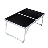 Tragbarer faltbarer Laptop-Schreibtisch mit Stauraum – Mini-Betttablett zum Lernen, Schreiben, Essen & Camping – kompakt, vielseitig und leicht (schwarz mit Kunststofffüßen)
