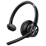 TECKNET Bluetooth Headset mit Mikrofon, Kabelloses Headset mit BT5.2 Technologie, Kopfhörer Kabellos Bluetooth mit Noise Cancelling, Headset mit Mikrofon Kabellos für Büro/Fernarbeit/Callcenter