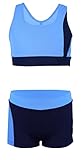 Aquarti Mädchen Sport Bikini - Racerback Bustier & Badehose, Farbe: Dunkelblau/Blau, Größe: 140
