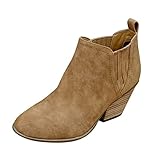 Cowboystiefel damen aus wildleder,Knöchelstiefel für Frauen,Chelsea-Stiefel mit klobigem Absatz,kurz stiefel,einfarbig casual stiefeletten,bequeme ankle boots,Leichte,atmungsaktive Damenstiefel