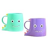 DINESA PP-Halter, 2 Becher für Dinosaurier, Zahnputzbecher für Badezimmer, langlebiger Zahnputzbecher für Badezimmer A