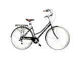 Versiliana Vintage-Fahrräder – Citybike – widerstandsfähig – praktisch – komfortabel – perfekt für die Fortbewegung in der Stadt (Damen 28', SCHWARZ/Weiss)