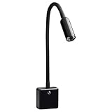 SEBSON LED Steckdosenlampe dimmbar schwarz, Leuchte für die Steckdose 4W, Steckerleuchte mit Schwanenhals flexibel neutralweiß 4000K - Leselampe, Nachtlicht