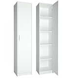 Home Collective Regal mit 5 Ebenen in mattem Finish Aktenschrank mit 4 Einlegeböden und 1 Tür, Standregal 39 cm breit mit hochwertigen Polymergriffen ideal für Schlafzimmer Wohnzimmer Flur Büro Weiß