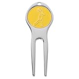 Ciieeo Golf Divot Werkzeug aus Metall Tragbare Divot Gabel in Gelb Robustes Golfzubehör zur Reparatur von Golfrasen für Outdoor Golfplätze