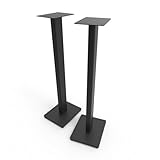 Kanto ST34 34' Universal Floor Speaker Stands for Bookshelf Speakers up to 13.6 kg | Pair | Black Steel w/Black MDF Base