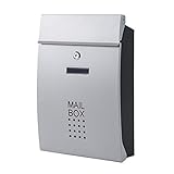 Moderner, minimalistischer Briefkasten aus Edelstahl, wandmontiert, abschließbar, für den Außenbereich, regenfest, silberner Briefkasten