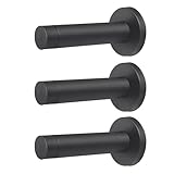JIAPAIDUO 3 Stück Türstopper Wand, 304 Edelstahl 9CM Türstopper mit Schalldicht Oberem Gummipuffer, Hochleistungs Wandtürstopper, Mattschwarz