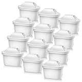 Tikstoy Wasserfilter Kartuschen-12 Stück, Filterkartuschen Ersatz Kompatibel mit Brita® Maxtra+® Plus Maxtra Pro® All-in-1 Kanne Wasserfilte, Reduziert Chlor, Schwermetalle und Kalk