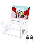 Uniclife Acryl Spendenbox mit Schloss und Schildhalter Klarer Stimmzettelkasten Schlitz Kunststoff-Vorschlagsbox Aufbewahrungsbehälter für Fundraising Abstimmung Tipp Sammlung, 15,7 x 12 x 10,2 cm