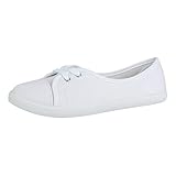 Elara Damen Ballerinas Schnürer Flach Chunkyrayan BD1413 Weiss-40
