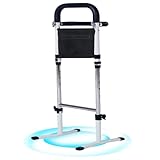 Aufstehhilfe Sofa mit Anti-Rutsch-Füße und Seitliche Armlehnen,Gehhilfe für Senioren mit Aufbewahrungstasche für Bett,Badezimmer,Toilette 75-91CM,Belastbar 136 KG,Stabile Stahlkonstruktion (Regulär)