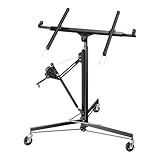 Wiltec XXL Plattenheber bis max. 68 kg, Höhe 140-350 cm, max. Breite 2,90 m, Trockenbau Montagehilfe 1-Mann-Bedienung, 3 Räder mit Feststellbremse, schwarz