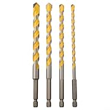 Hartmetallbohrer-Set für Fliesenbohrungen, 1/4-Zoll-Sechskantschaft für verschiedene Elektrowerkzeuge, inklusive 6 mm, 8 mm, 10 mm, 12 mm Größen, geeignet für Beton, Glas, Granit und Holz, 4-teilig