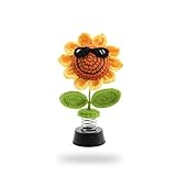 HSUYUN Auto Innenraum Deko, Shake Wackelkopf Figur Auto, Häkel-Sonnenblumen-Armaturenbrett-Dekorationen, Sonnenbrille Sonnenblume Deko Büro,für Dekoration, Verschenken