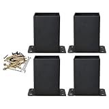 AWHAO Montageset für Pfostenfüße mit Zubehör, Innenmaße 9,8 x 9,5 cm für Terrassengeländer, 4-teilig