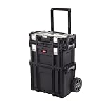 Keter Connect Rolling Werkzeugsystem, 3 in 1 Werkzeugtrolley, Rollende Werkstatt, 56,5x37,2x70 cm, stapelbar, inkl. Sortimentskasten