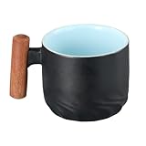 Dewocke Espressotassen 60ml Schwarz, Espressotassen Steingut mit Henkel, Kleine Teetasse Kaffeetasse aus Keramik, Espresso- & Mokkatassen, Mini Espresso Tassen, Kaffeebecher für Latte, Matcha-Tee
