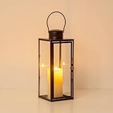 Staymoment Laterne Deko Schwarz für Draußen: 35 cm Windlicht groß Outdoor als Balkon Garten Deko modern Tischdeko Grablaterne Kerzenständer Beleuchtung