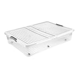 keeeper Unterbettbox mit Deckel, 77 x 58 x 16 cm, 53 L, Aufbewahrungsbox, Transparent