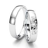 Kolibri Rings - Freundschaftsringe Silber 925 Massiv Paarpreis Nickelfrei Zirkonia Steine Sternenhimmel Trauringe Eheringe Partnerringe 100% Made in Germany- Inkl. Gratis Etui + Gravur