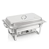 Mahlzeit Chafing Dish | Edelstahl Warmhaltebehälter | Speisenwärmer | Wärmebehälter | Rechaud für Catering, Buffet und Party (Nancy (1x 1/2 GN + 2X 1/4 GN-Behälter))