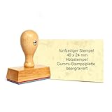 Dekolando Holzstempel Stempel personalisiert 1zeilig bis 6zeilig - Firmenstempel mit Wunschtext personalisieren - Namensstempel Adressstempel (5 Zeilen | 49 x 24 mm)