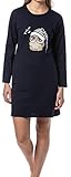 In One Clothing Mädchen Nachthemd mit langem Arm, weicher Singley Jersey aus 100% Baumwolle - mit Motiv Eule Schlafmütze - in der Farbe dunkelblau - Grösse 176