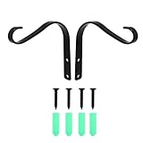 MOTHNUR 2 Stück Wandhaken aus Eisen Dekorative Blumentopfhalter mit Gebogenem Design Schwarz Beschichtet für Garten Laternen und Windspiele Belastbar für Pflanzenaufhänger an Geländern