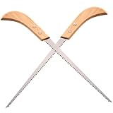 Veemoon 2 Stück Teiliges Gartensägen Holzgriff Tragbare Baumsäge für Camping und Gartenarbeit Robuste Handsäge mit Doppelseitigen Zähnen Kompakt und Langlebig für Holzschnitt und