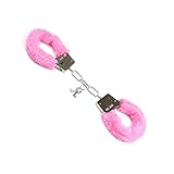 ERINGOGO Farbplüsch mit Doppelschloss – Verstellbares Fuzzy-Rückhaltespielzeug Flauschige Handgelenk-Handschellen Set für Erwachsene Spielzeug Kostüm-Requisite für Paare (Pink)
