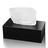 Handgefertigt Tücherbox aus Acryl 25×13×9cm Kosmetiktücherbox Rechteckige,Tissue Box für Esszimmer,Büro,Auto,Badezimmer (Schwarz)