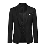 YOUTHUP Herren Sakko Slim Fit Freizeit Modern Anzugjacke für Hochzeit Party Business Abschluss Jackett, Schwarz, 2XL