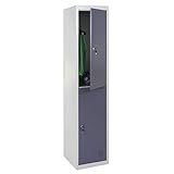 Mendler Schließfach Boston T853AM, Schließfachschrank Wertfachschrank Spind, Metall 185x38x45cm - dunkelgrau