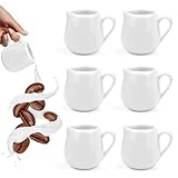 SLTAXAR 6 Stück milchkännchen Porzellan 90ml Kleine Milchkanne Espressogießer 3oz Aufschäumkännchen Klein Espresso Kännchen 90ml zum Milchaufschäumen Milch Pitcher Klein für Cappuccino Latte Art