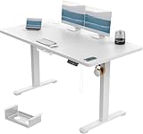 Devoko Höhenverstellbarer Schreibtisch 140x70 cm, 3 Memory-Handsteuerung mit USB-A, Elektrischer Schreibtisch Höhenverstellbar mit 18 MM Tischplatte, Sitz-Stehpult für Büro Homeoffice,Weiß