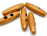 10 Knebelknöpfe Holz Braun, Holzknöpfe Knebel, Mantellknöpfe, ovale Knöpfe, 4 x 1,2 cm - 2 Löcher längliche Knöpfe zum basteln annähen nähen Jackenknöpfe